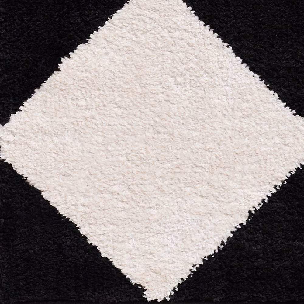 Livabliss Tivoli Modern High Pile Diamond Pattern Washable Rug in Black and Cream, W: 200 cm, D: 275 cm – 7