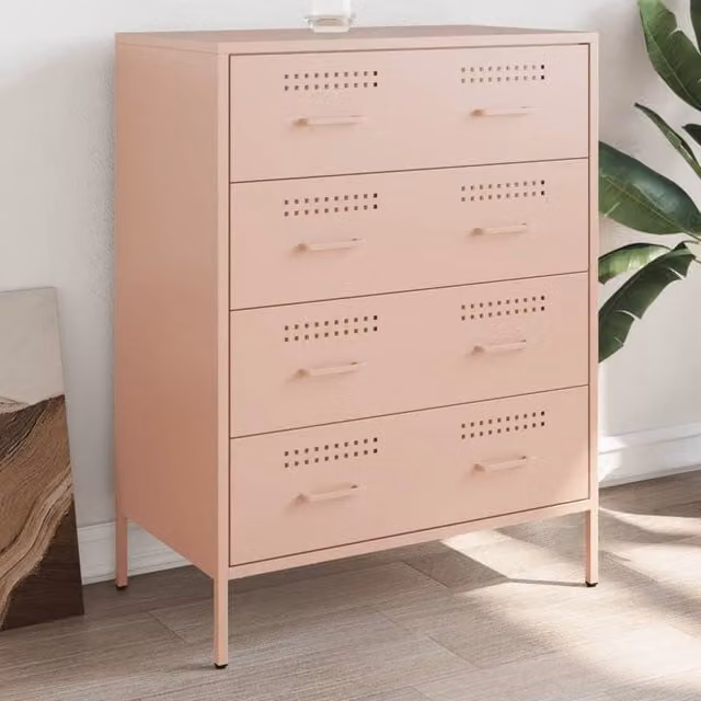 Berkfield Home Pink Metal Industrial Sideboard, W: 68 cm, D: 39 cm, H: 89 cm
