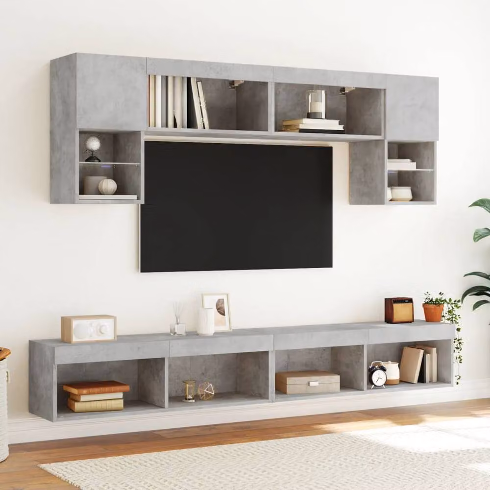 Berkfield Home Modern TV Cabinet with LED Lights in Concrete Grey, W/D/H: 100 x 30 x 30 cm – 4