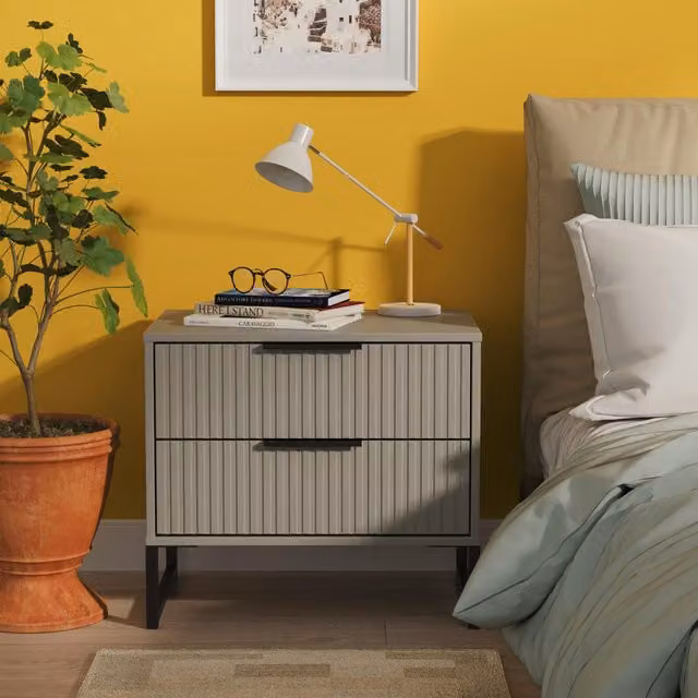 Menai 2 Drawer Side Table in Dark Grey – 1