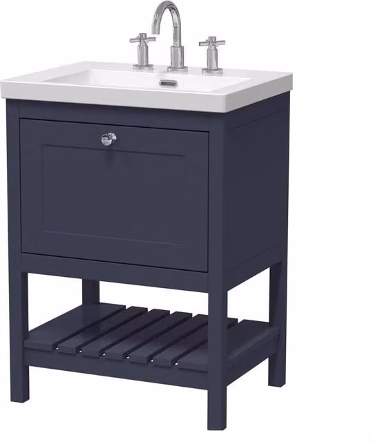 Balterley Coppenhall Contemporary 1 Drawer Vanity Basin Unit in Blue, W: 60 cm
