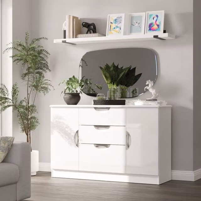 2 U Holborn Ready Assembled 2 Door 3 Drawer Sideboard in White