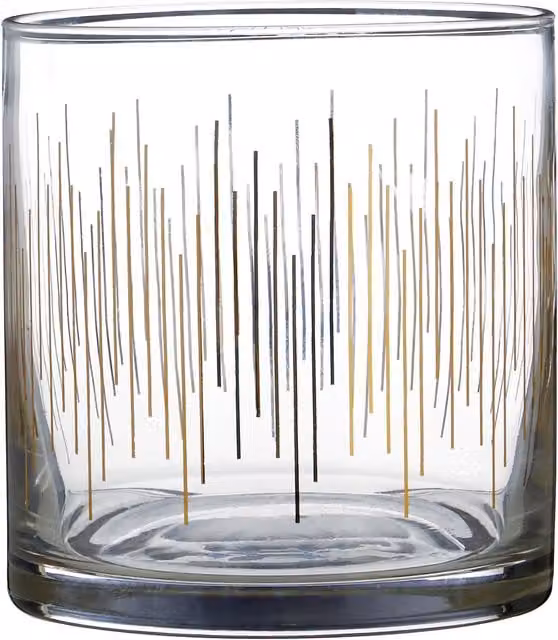Orsina Set of 4 Striped Glass Tumblers in Transparent, Black and Gold
