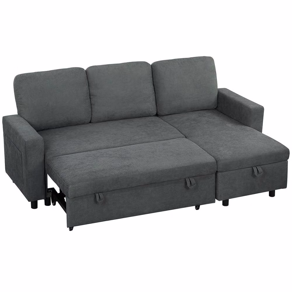 ERGOVEXA L-Shape Sofa Bed with Storage in Charcoal Grey, W/D/H: 200 x 140 x 85 cm – 5