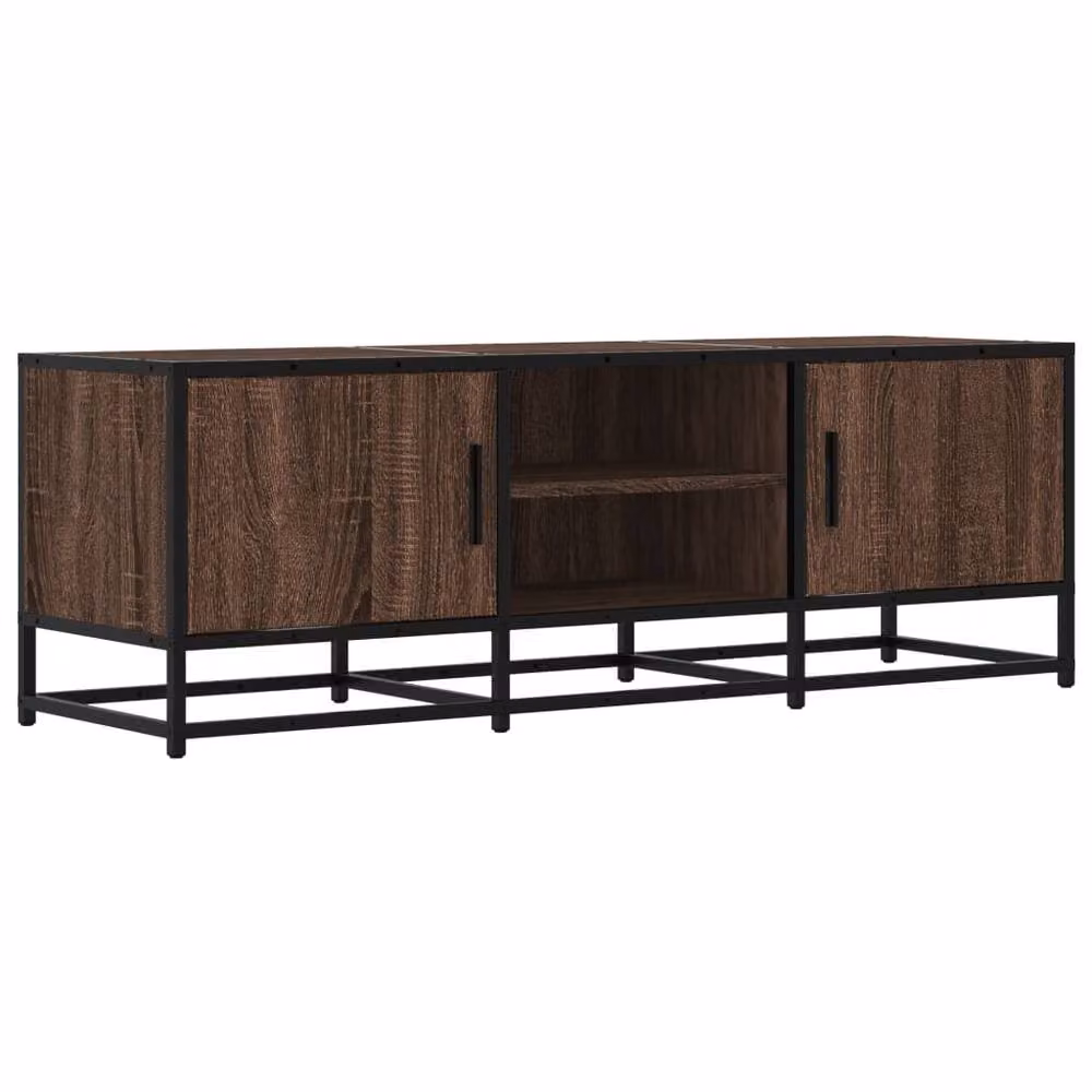 Berkfield Home Brown Oak TV Cabinet in Engineered Wood and Metal, W/D/H: 120 x 35 x 41 cm – 2