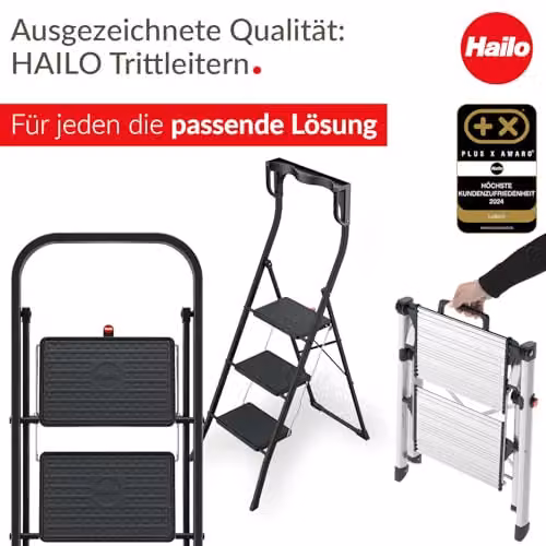 Hailo LivingStep Comfort Plus 3-Step Folding Aluminium Stepladder in Silver – 2