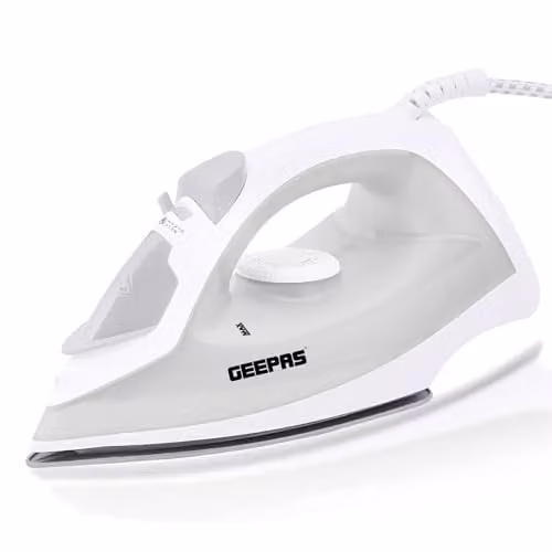 GEEPAS 1300W Steam Iron with Non-stick Soleplate and Vertical Steam, White
