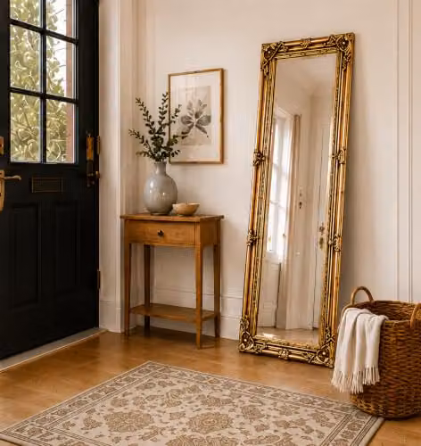 Downton Interiors Antique Gold Tall Ornate Floral Dressing Wall Mirror – 3