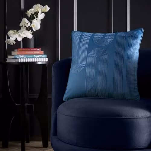 Ulster Weavers Graphic Velvet Filled Cushion in Petrol, Yellow and Blue, W/D/H: 43 x 43 x 43 cm