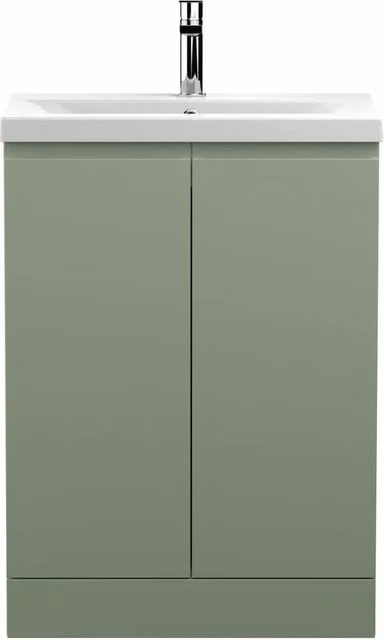 Balterley Mavesyn Contemporary 2 Door Freestanding Vanity Basin Unit, Satin Green, W: 60.0 cm, H: 85.0 cm