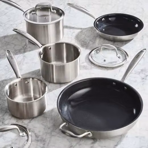 Cooks Professional 5 Piece Tri-Ply Cookware Set with Lids in Silver – 2