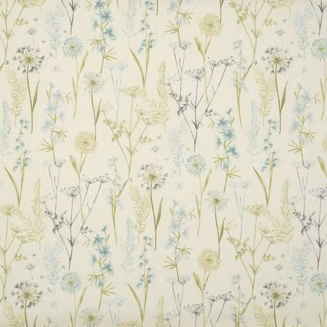 Terrys Wild Flower Floral Cotton Fabric in Petrol Blue Green Multicolour