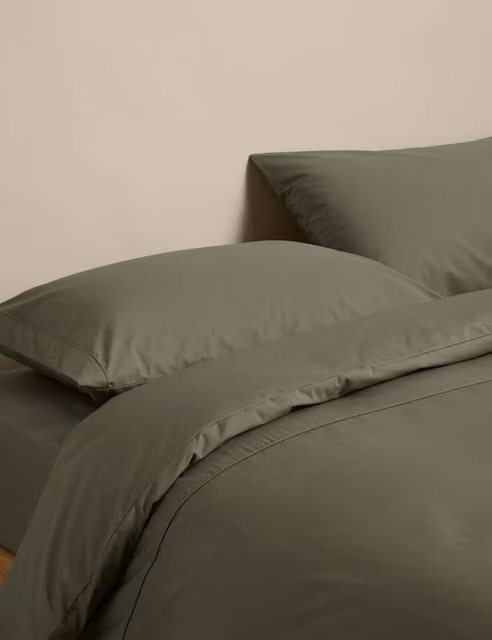 M&S Egyptian Cotton 230 Thread Count Plain Duvet Cover, W: 180 cm, H: 200 cm, Khaki