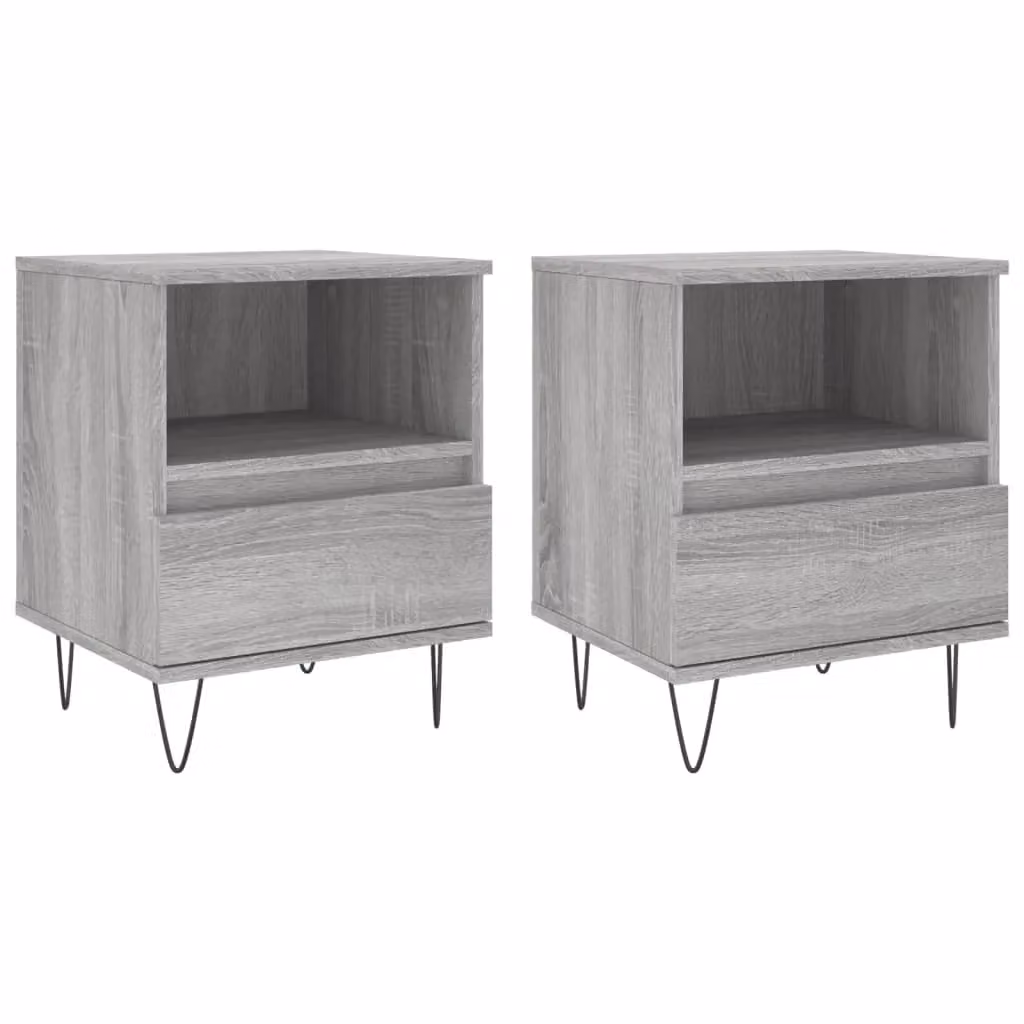 Berkfield Home Set of 2 Grey Sonoma Bedside Cabinets, W/D/H: 40 x 35 x 50 cm