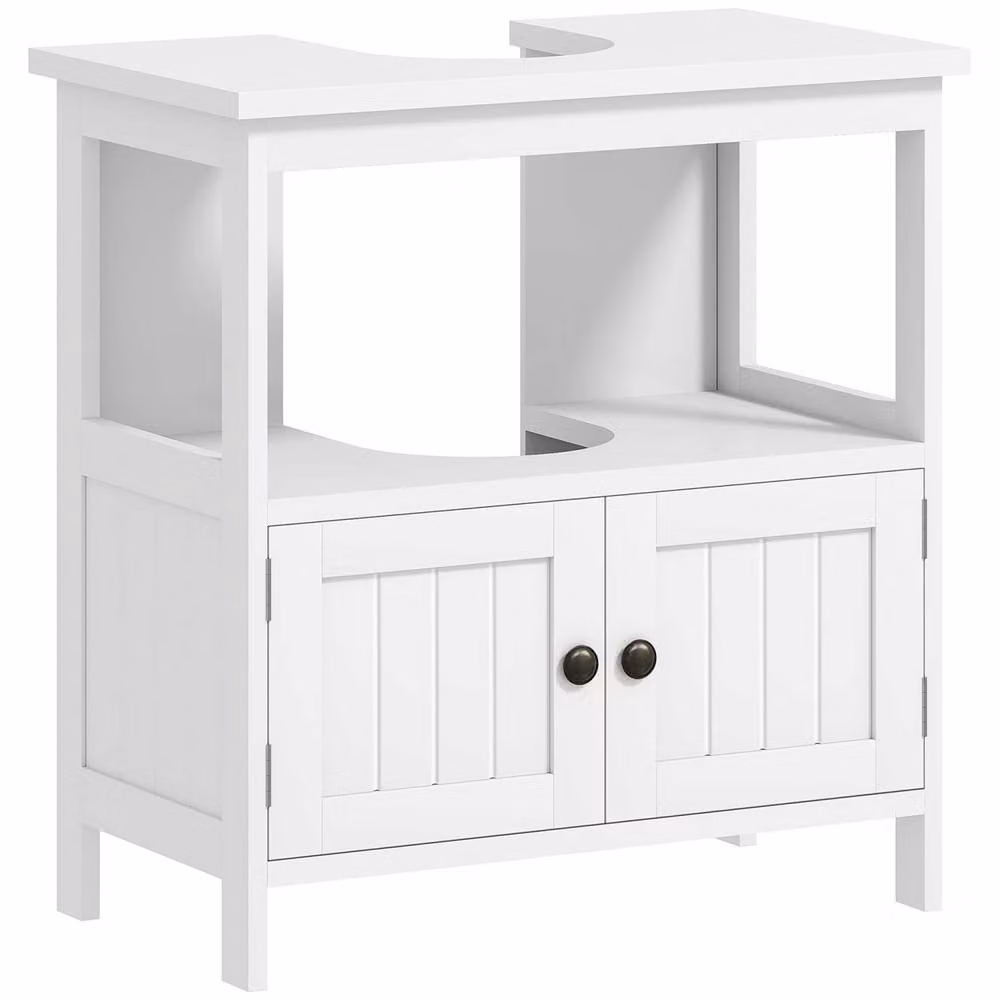 Wyld Haus Dalaco White Pedestal Sink Storage Cabinet with Soft Close Double Doors – 2