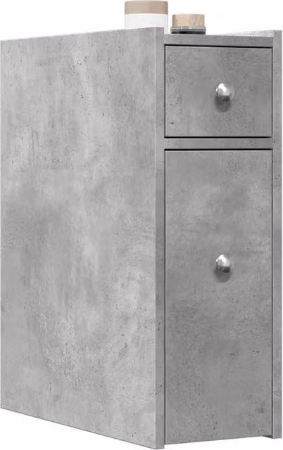 Berkfield Home Narrow Freestanding Bathroom Cupboard with Wheels in Concrete Grey