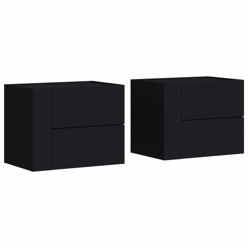 Berkfield Home Decorative Wall-mounted Bedside Cabinets, 2 Pack, Black, W/D/H: 45 x 30 x 35 cm – 2
