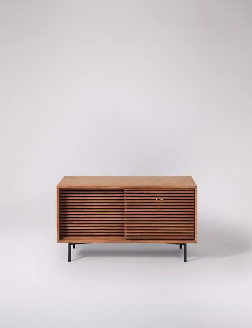Swoon Weaving Scandinavian 2 Door TV Unit in Brown Acacia Wood