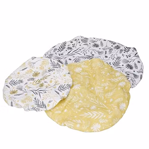 KitchenCraft Natural Elements Set of 3 Organic Cotton Stretchy Bowl Lids in White and Multicolour