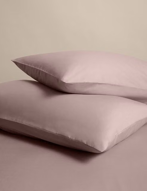 M&S 2 Pack Breathable Cotton Rich Plain Pillowcases in Pink