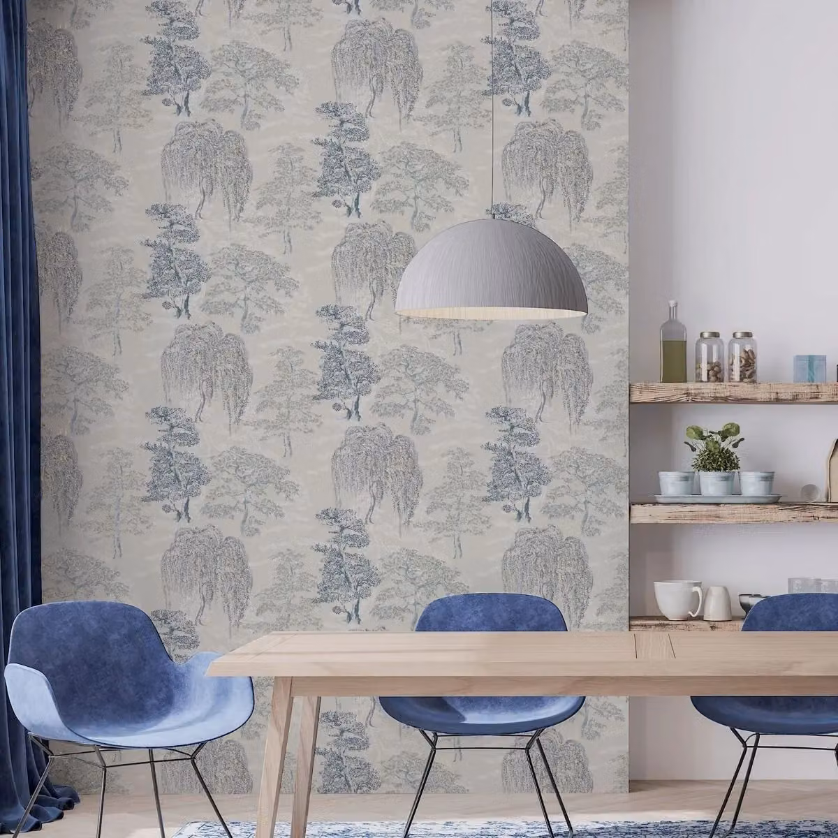 Arthouse Garden Wallpaper in Blue – 2