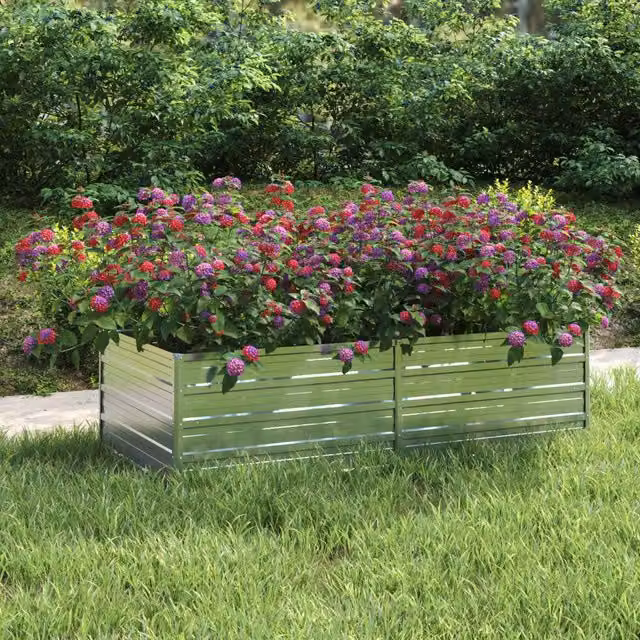 Berkfield Home Garden Galvanised Steel Raised Bed in Silver, W: 160 cm, D: 80 cm, H: 45 cm – 1