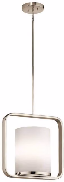 Elstead City Loft Modern Single Light Medium Ceiling Pendant in Silver and Grey with Glass Shade and E27 Fitting