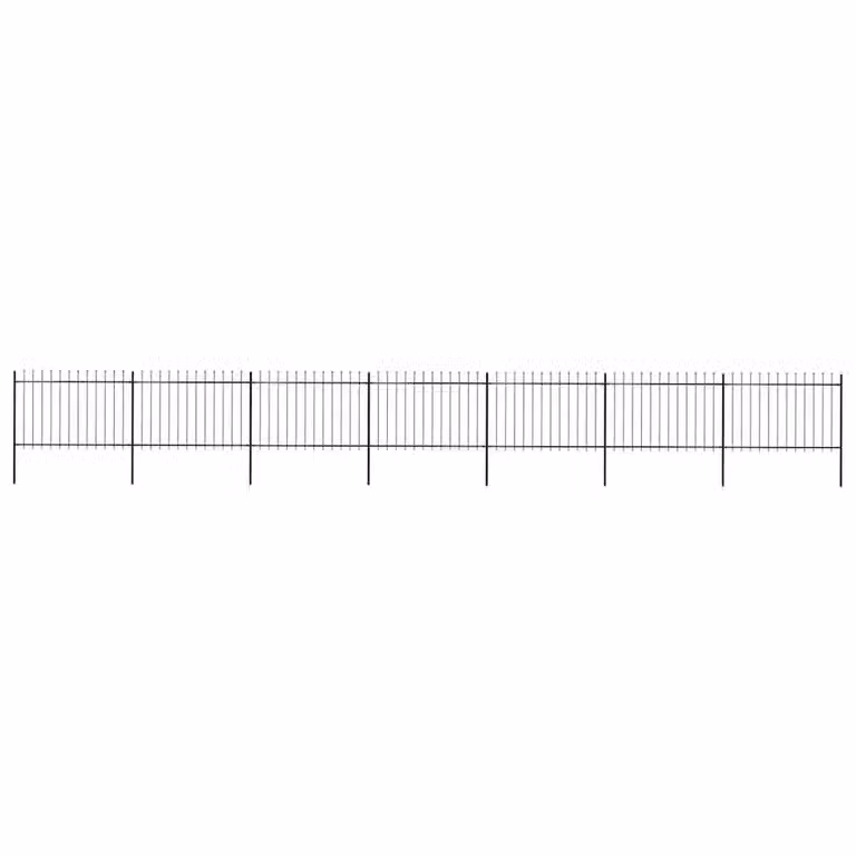 Berkfield Home Elegant Spear Top Steel Garden Fence, Black, W: 11.9 m, H: 1.2 m