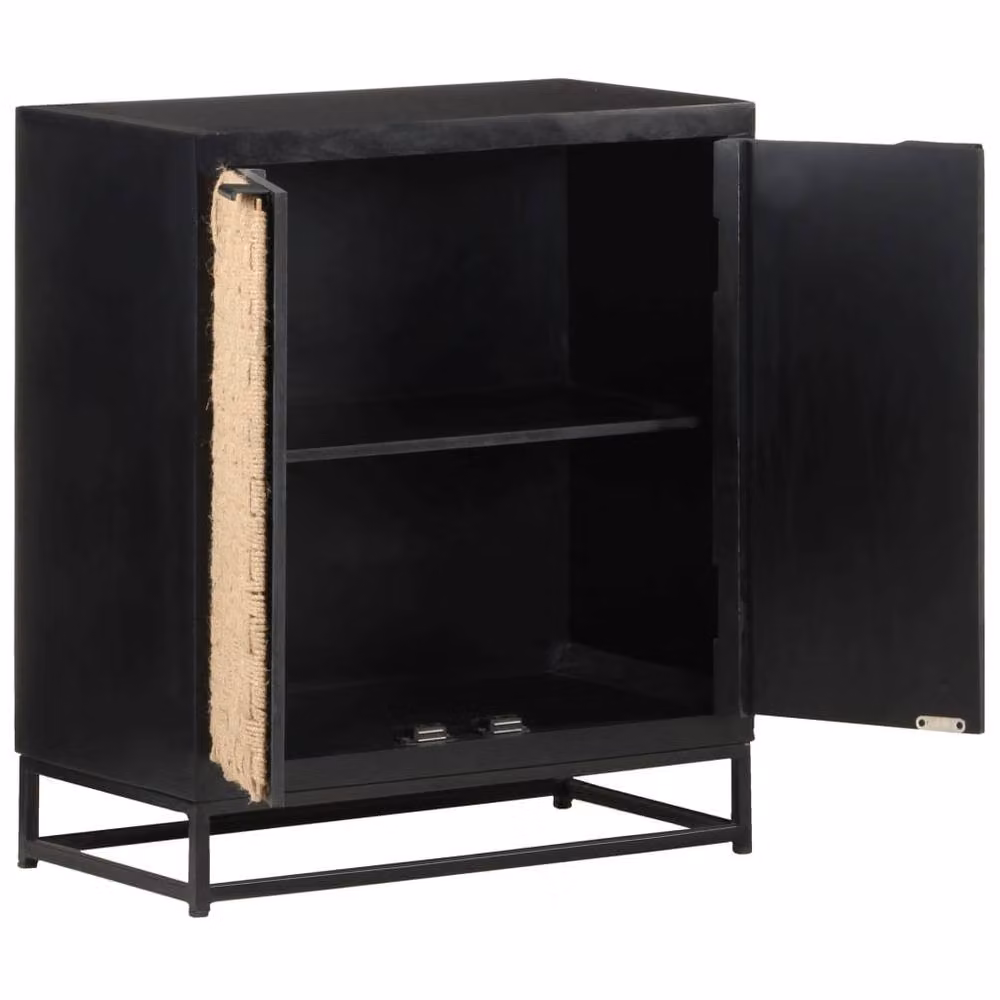 Berkfield Home Industrial Sideboard in Black Solid Mango Wood W/D/H: 60 x 35 x 70 cm – 3