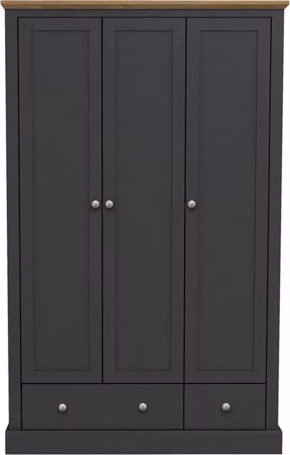 LPD Home Modern 3-Door 2-Drawer Wardrobe in Anthracite Grey