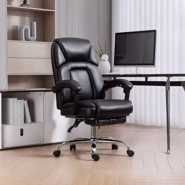 EONLION Black Executive Office Chair in Synthetic Leather with Headrest and Armrests