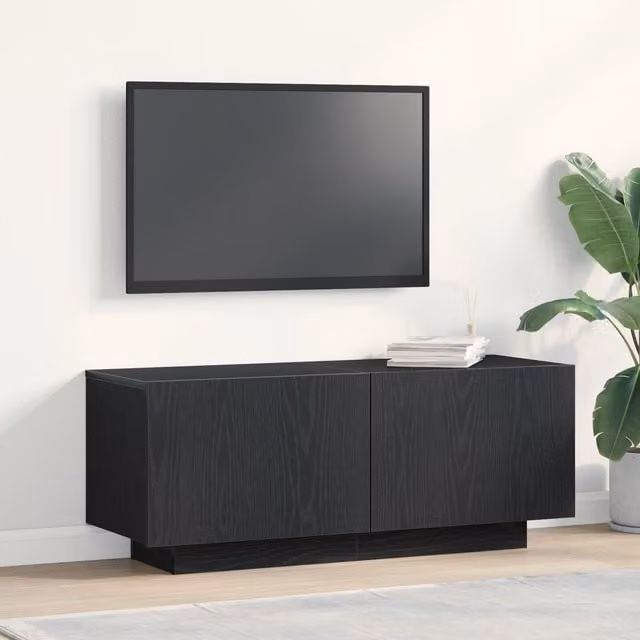 Berkfield Home Modern Black Oak TV Stand W/D/H: 100 x 35 x 40 cm