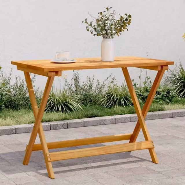 Berkfield Home Folding Garden Table in Brown Solid Acacia Wood, W: 90 cm, D: 52.5 cm, H: 65 cm – 1