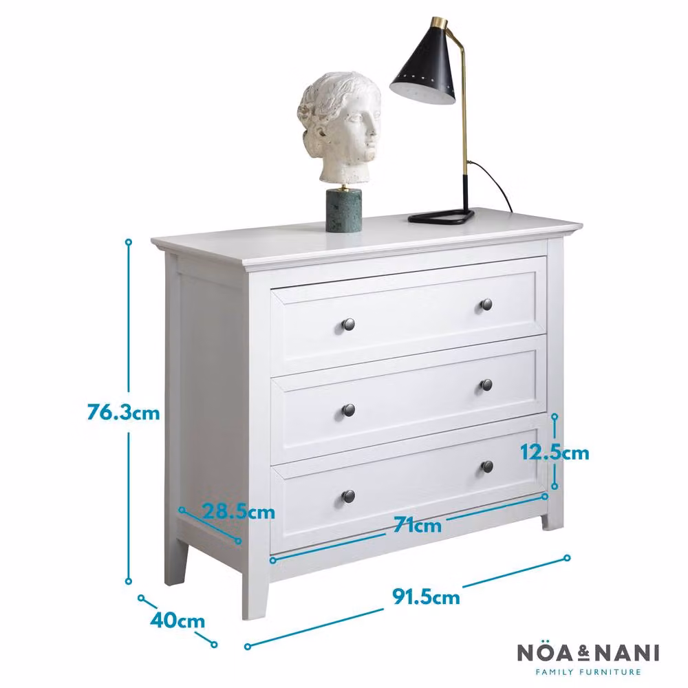 Nöa and Nani Karlstad 3 Drawer Wide Chest of Drawers in White – 5
