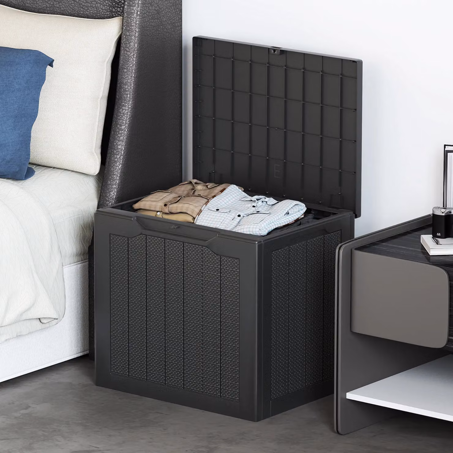Costway 96L Outdoor Storage Deck Box with Lockable Lid in Black – 6