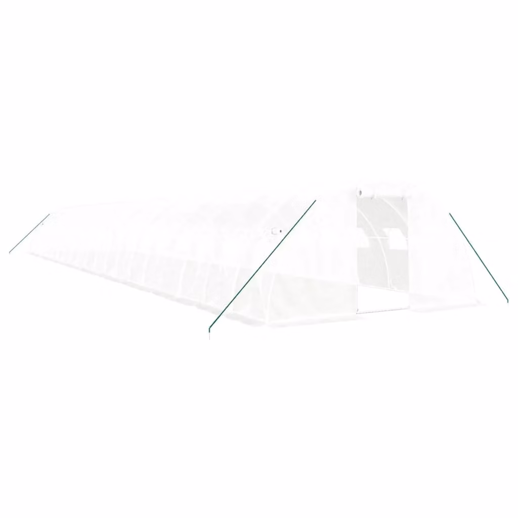 Berkfield Home Freestanding Steel Frame Greenhouse in White, W/D/H: 20 x 4 x 2 m – 2