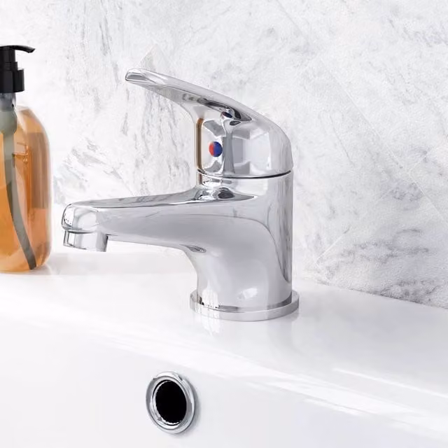 FLAVORA Single Lever Deck Mounted Basin Mixer Tap in Chrome Silver