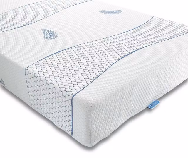Sareer Matrah Cool Blue Memory Foam Mattress in White and Blue, W/D/H: 180 x 200 cm
