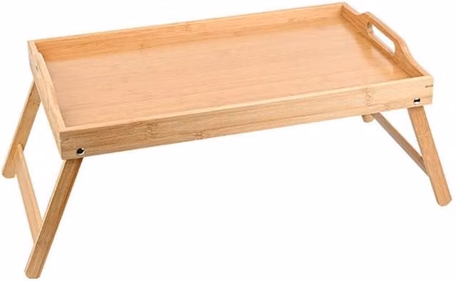 Kelvenix Brown Bamboo Bed Tray with Folding Legs – 1