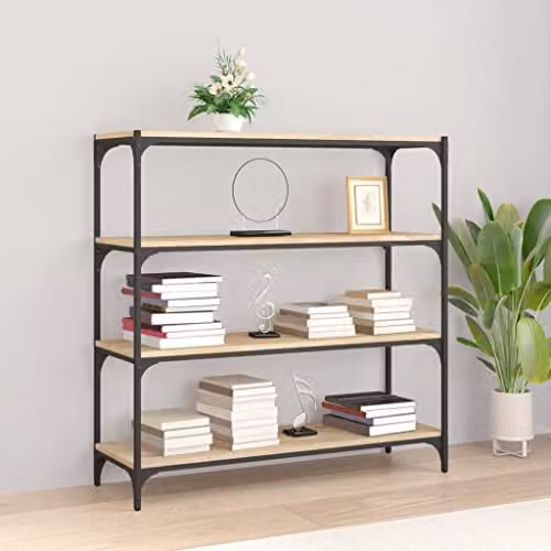 vidaXL Industrial Book Cabinet in Brown Sonoma Oak, W/D/H: 100 x 33 x 100 cm – 2