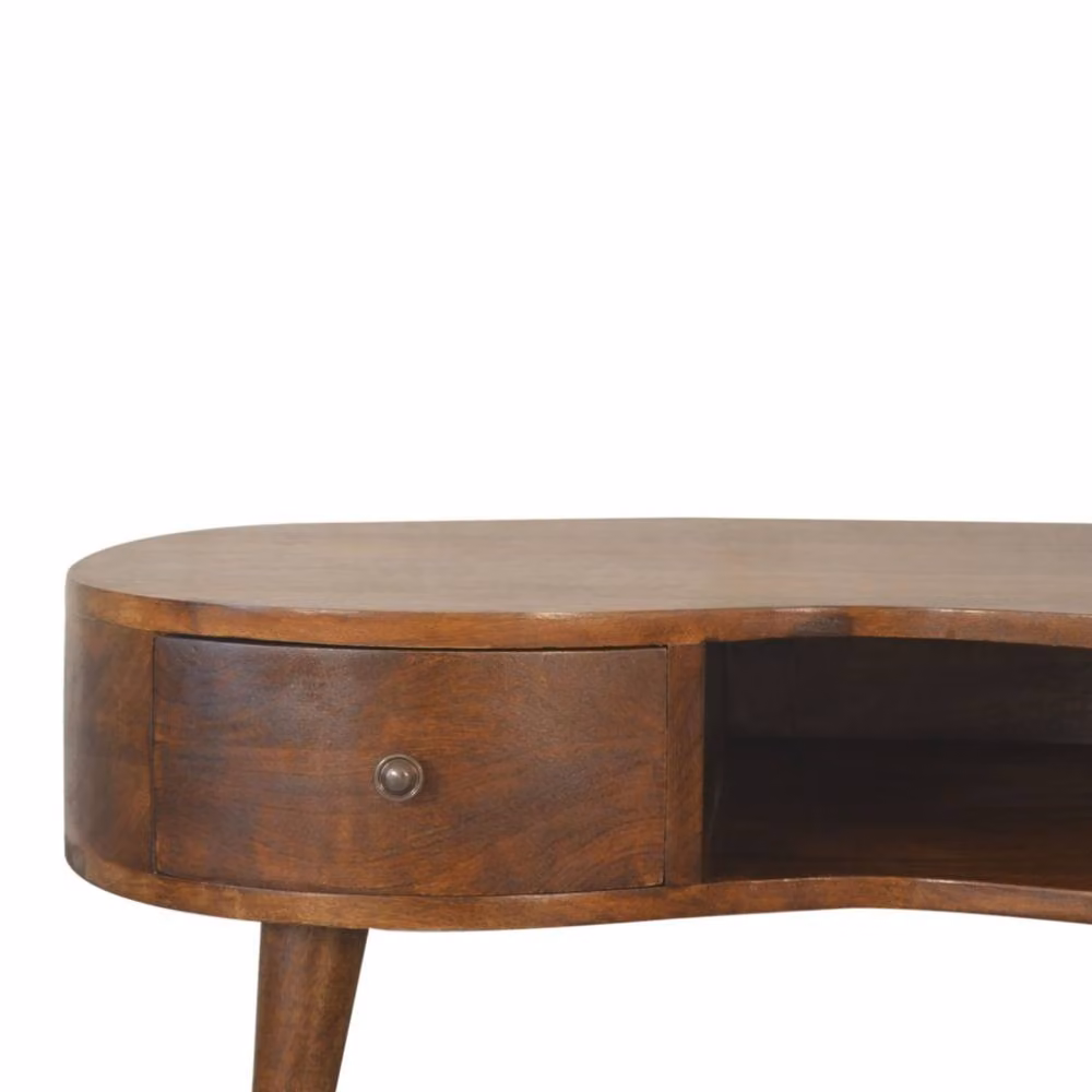 STILVORA Mango Wood Oval Coffee Table with Drawer in Brown – 3
