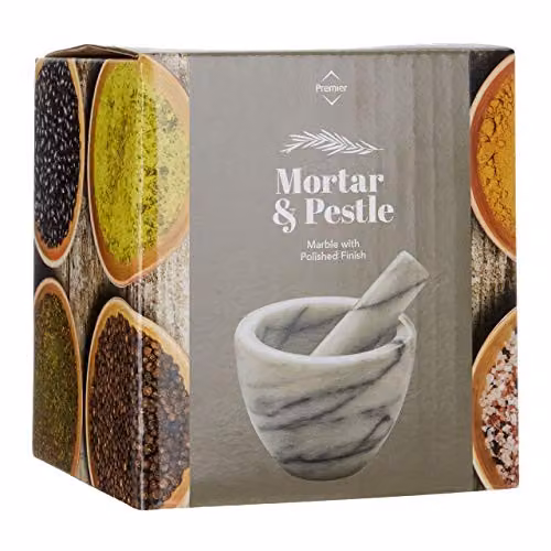 Orsina White Marble Mortar and Pestle with Ergonomic Grip, W/D/H: 12.0 x 12.0 x 9.0 cm – 3