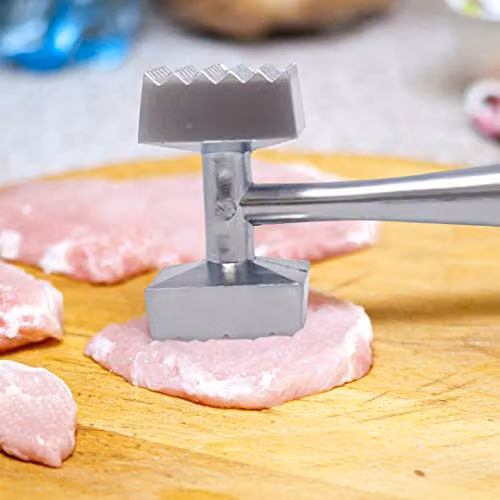 Joeji's Kitchen Double Sided Zinc Alloy Meat Tenderiser Hammer in Silver – 3
