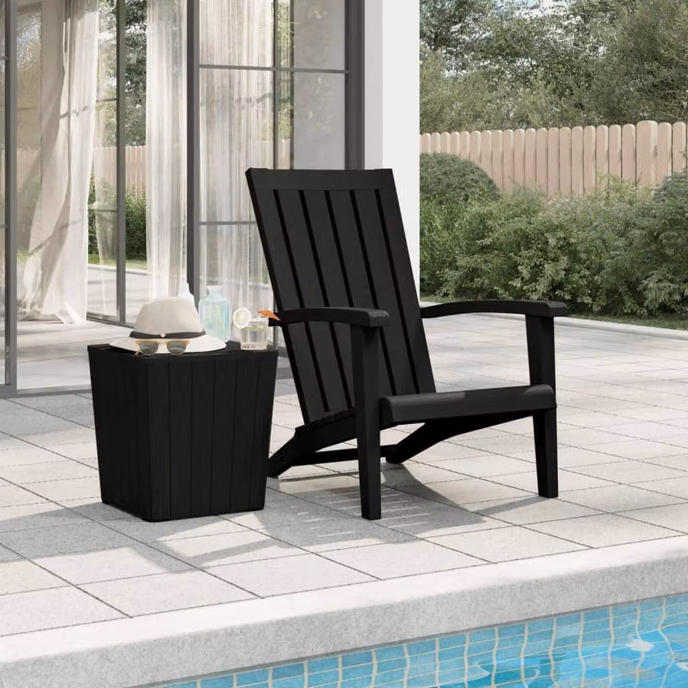Berkfield Home Garden Adirondack Chair in Black Polypropylene – 2