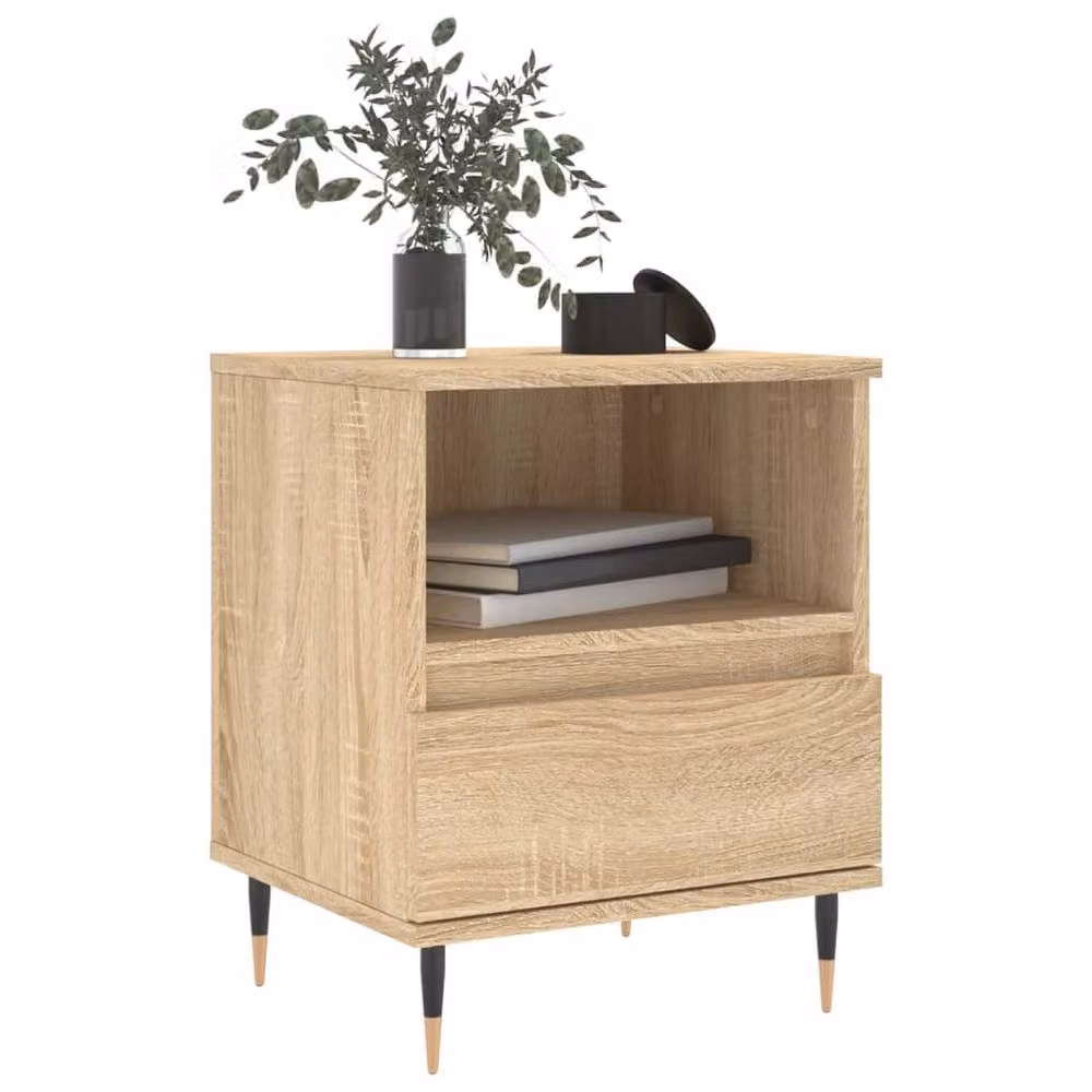 Berkfield Home Set of 2 Sonoma Oak Bedside Cabinets in Light Brown, W/D/H: 40 x 35 x 50 cm – 2