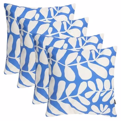 icon Kyoto Collection Indoor Outdoor Cushion Set of 4, Blue Abstract Leaf, W/D/H: 43 x 43 x 43 cm – 1