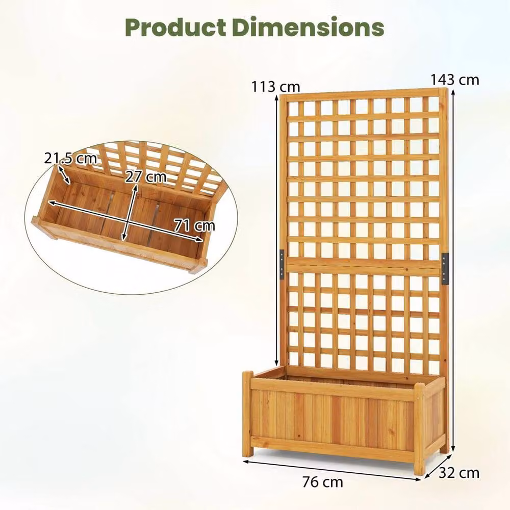 Kelvenix Brown Wooden Elevated Planter Box and Vertical Privacy Stand – 2