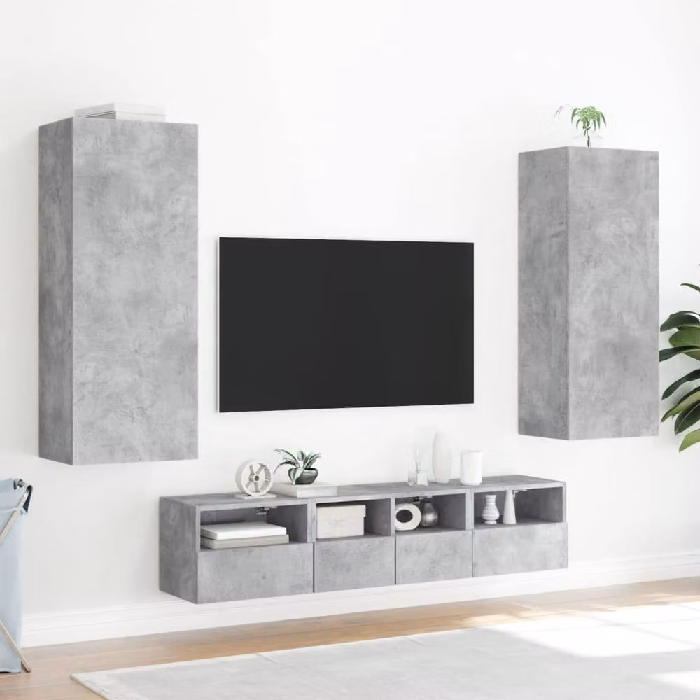 Berkfield Home TV Wall Cabinet in Concrete Grey, W: 40.5 cm, D: 30 cm, H: 102 cm – 3