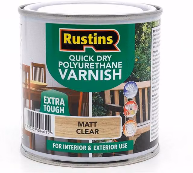 Rustins Quick Dry Polyurethane Wood Varnish, Matt Clear, 1 l – 1