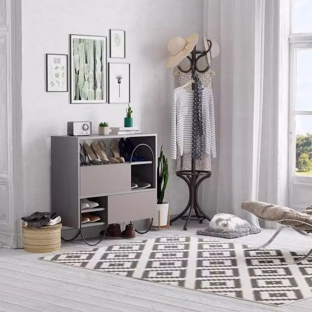 FORGEVIO Modern Shoe Storage Cabinet Sideboard in Anthracite and Grey